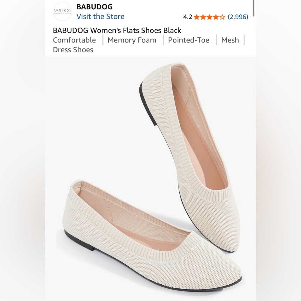 Never worn: Women's Flat Dress Shoes - Cream Size 10, Memory Foam